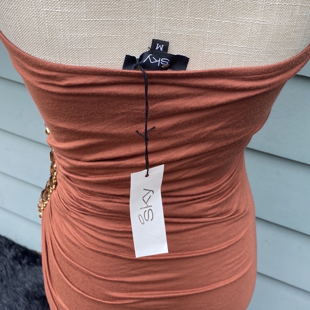 Sky brand rhinestone embellished strapless body con cocktail club dress - Picture 6 of 9